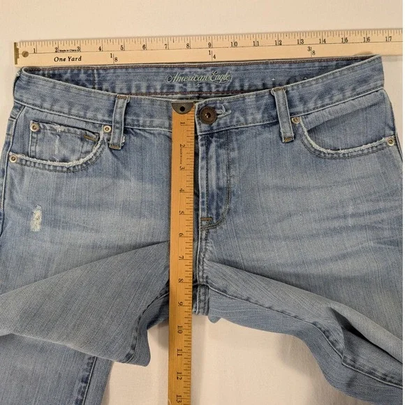 VTG American Eagle Hipster Skinny Flare Jeans Womens 8 Denim Low-Rise Preppy y2k - Picture 9 of 12